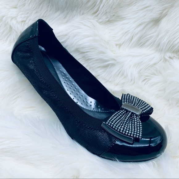 Karen Scott Roza Bow Ballet Flats Black PU/Fabric - Picture 2 of 13